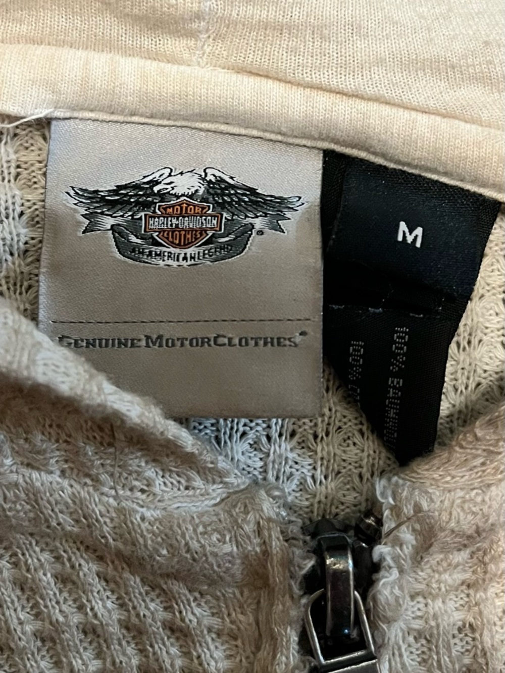 Harley-Davidson Cream Knit Zip-Up with Logo Patch - Picture 2 of 3